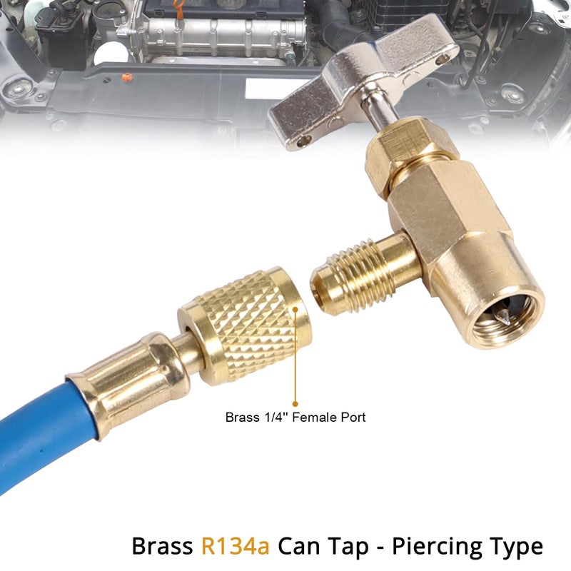 YSTOOL AC U Charge Hose with Gauge Car Refrigerant R134a Recharge Tool Kit Auto Air Conditioner Charging Hose 250PSI Low Pressure Meter Brass 1/4" Female Parts R134a Can Tap Quick Coupler - Image 5